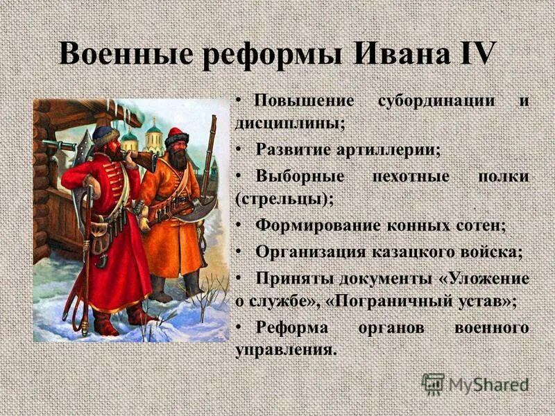 Первое постоянное войско в россии 1550. Реформы армии Ивана 4. Военная реформа Ивана Грозного. Военная реформа при Иване 4. Военная реформа Ивана IV кратко.