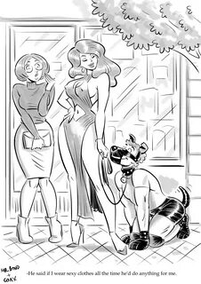 An illustration imitating the style of old saucy magazine cartoons. 