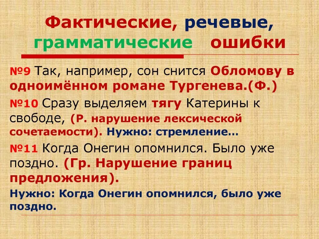 Фактически не выделяют. Речевая фактическая и грамматическая ошибка. Речевые и грамматические ошибки. Типология речевых ошибок. Речевые и грамматические ошибки примеры.