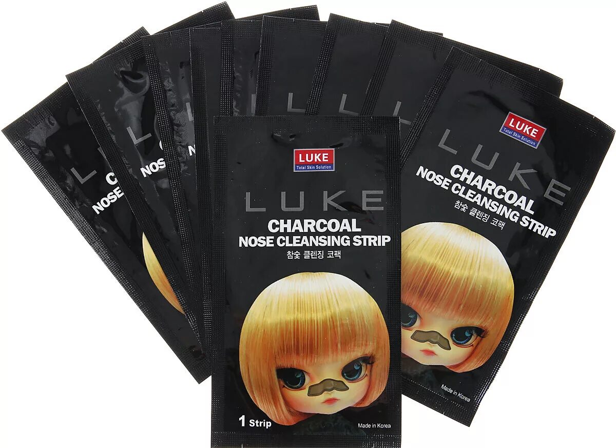 Luke Charcoal nose Cleansing strip. Очищающие угольные полоски от черных точек Luke Charcoal nose Cleansing. Полоски угольные "Luke" очищающие от черных точек, шт. Luke полоски для носа.