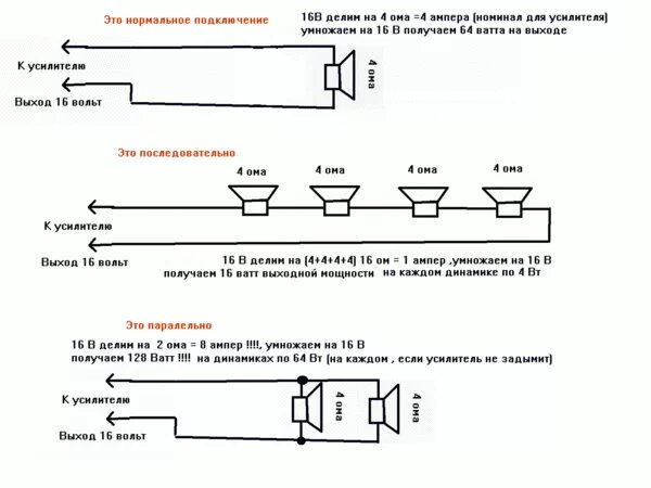 Последовательное соединение динамика. Схема подключения четырех динамиков. Схема параллельного подключения динамиков. Схема подключения динамиков 4 ом. Схема подключения 8ом динамиков.