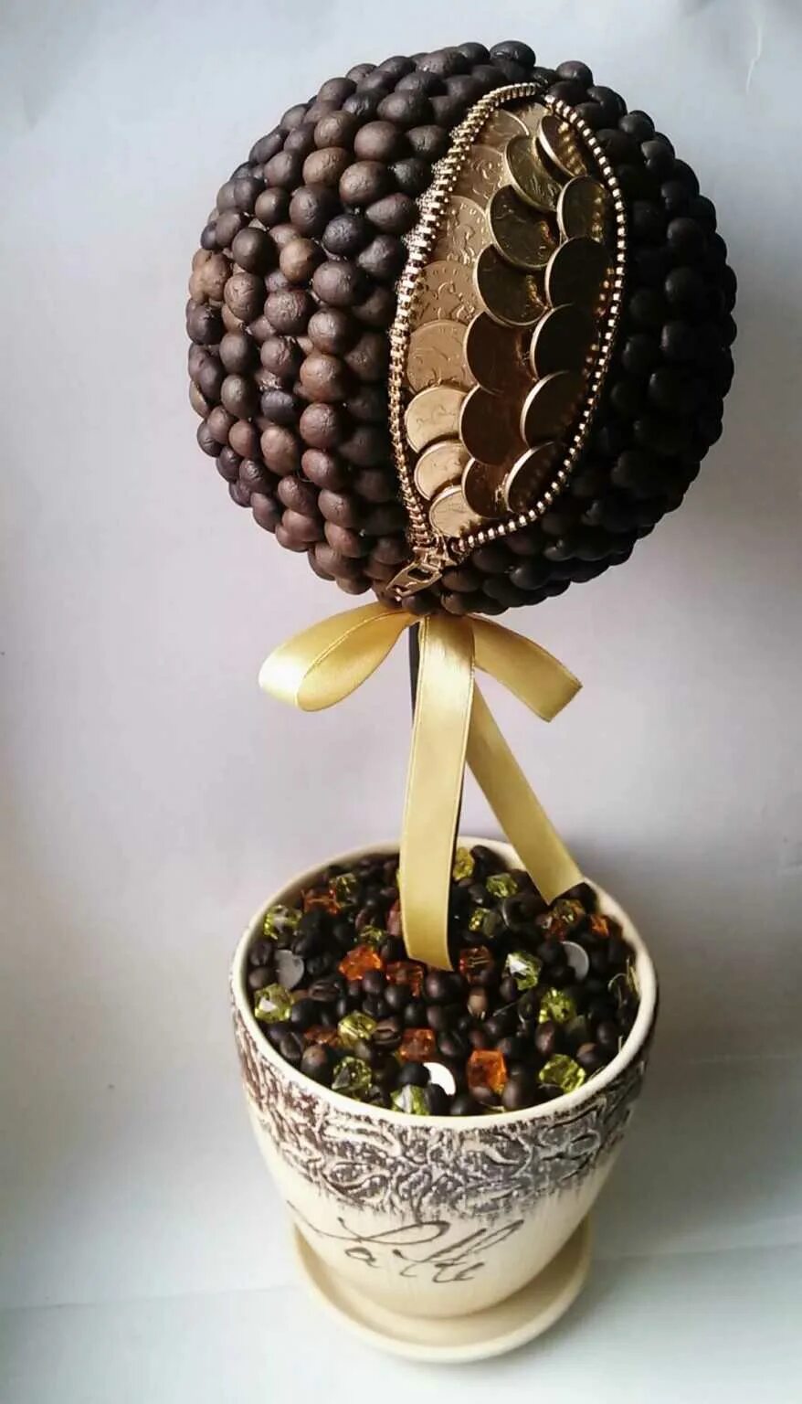 топиарий кофейное дерево. топиарий из кофейных зерен. ручная работа. красивые вещи. идеи рукоделия на продажу.