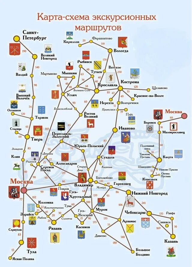 Карта городов золотого кольца россии с расстояниями. Карта золотого кольца России с городами. Карта золотого кольца России с достопримечательностями. Карты карта кольца России золотого кольца России. Схема туристического маршрута золотое кольцо России.