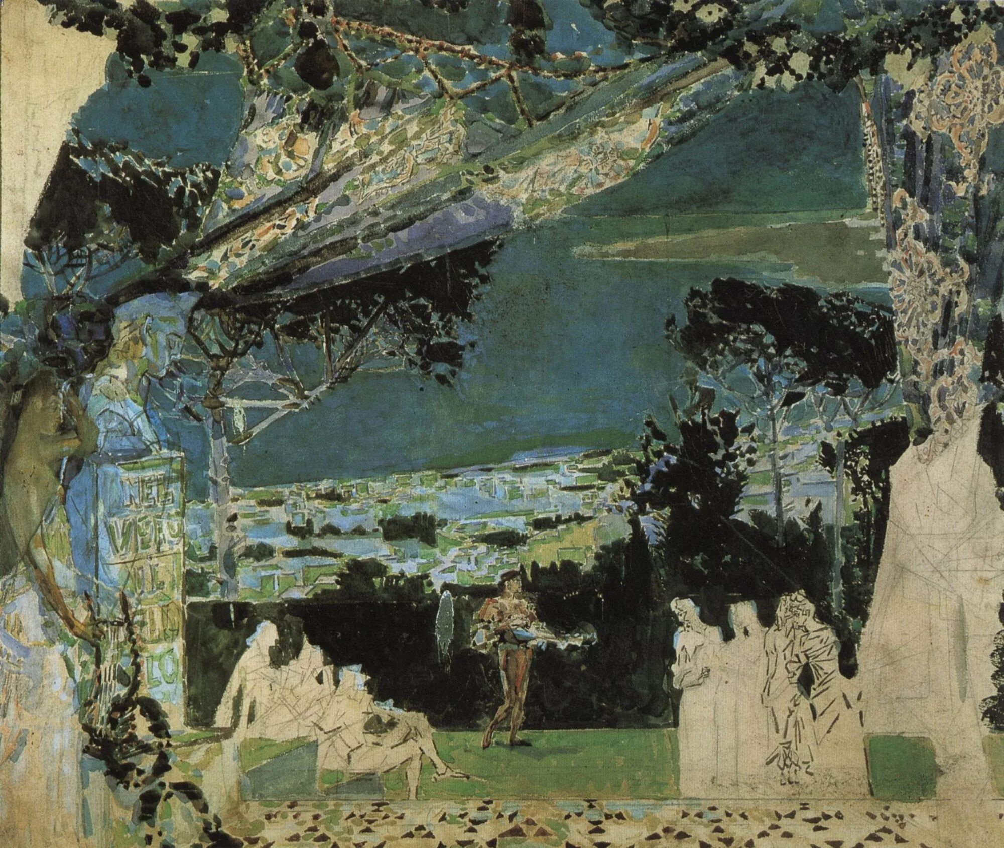 Репродукция картины врубель. Врубель Италия Неаполитанская ночь. "Италия", эскиз театрального занавеса 1891 Врубель.