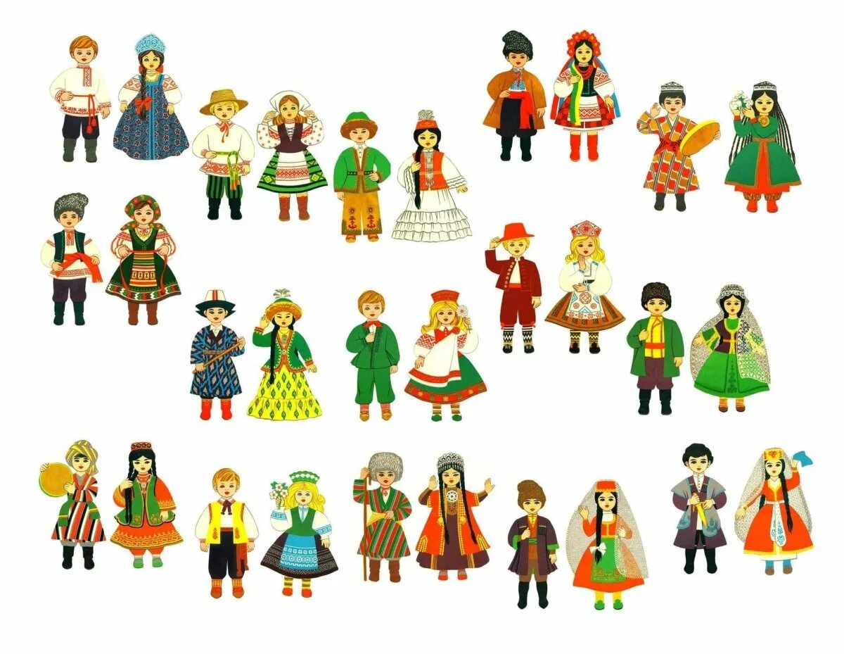 Национальные костюмы народов СССР. Национальности для детей. Народы россии средняя группа