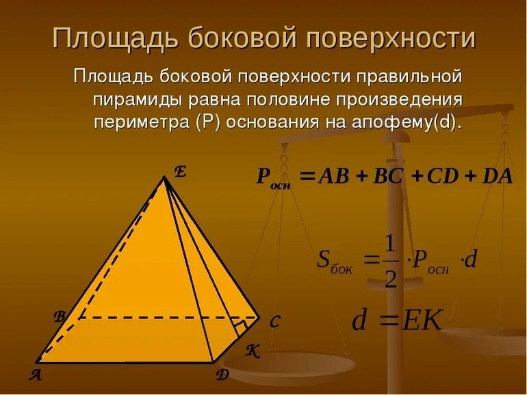 Как найти площадь бокового ребра пирамиды. Формула боковой поверхности правильной пирамиды. Площадь боковой поверхности правильной пирамиды. Как найти площадь боковой поверхности правильной пирамиды. Площадь боковой пов пирамиды.