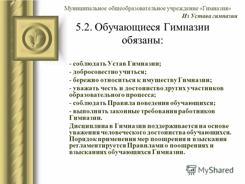 Устав муниципального общеобразовательного учреждения