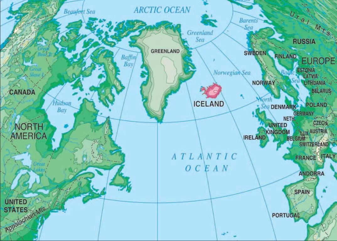 Исландские острова на карте.