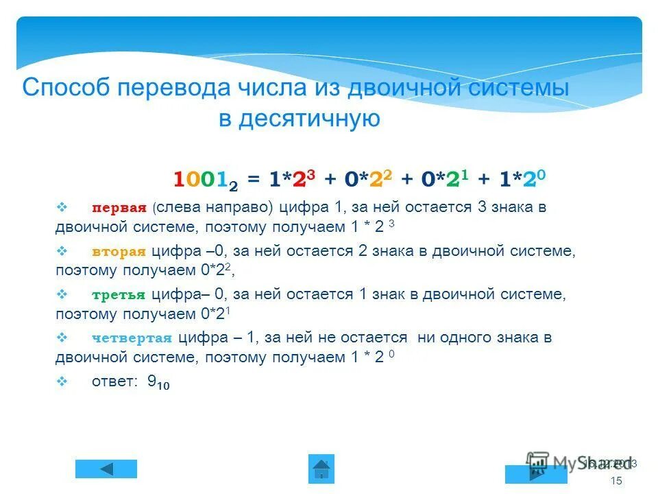 Передать число в условие. 1001 В десятичной системе. 1001 Из двоичной в десятичную. Двоичное число 1001. 1001 В десятичной системе счисления.