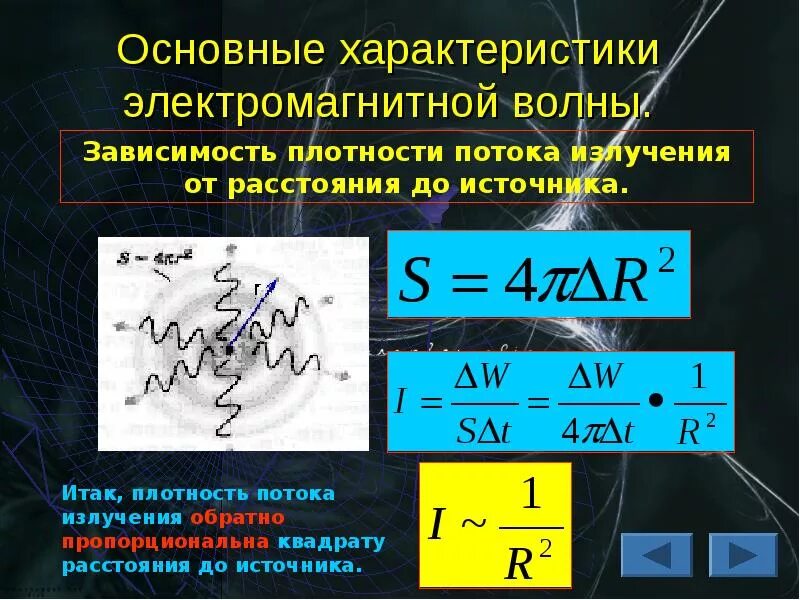 Изменение частоты электромагнитной волны. Плотность потока излучения электромагнитных волн. Плотность потока электромагнитного излучения. Мощность электромагнитного излучения. Плотность потока электромагнитной волны.