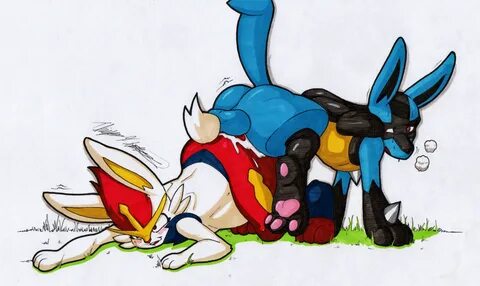 cinderace, lucario, nintendo, hi res, simple background, traditional media ...