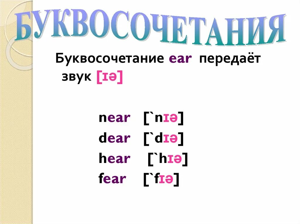 Буквосочетание чт. Буквосочетание Ear. Чтение Ear в английском языке. Ear правила чтения. Буквосочетание ere Ear are.