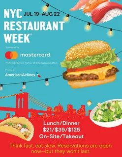 NYC Restaurant Week Summer 2021 July 19 - Aug 20. 