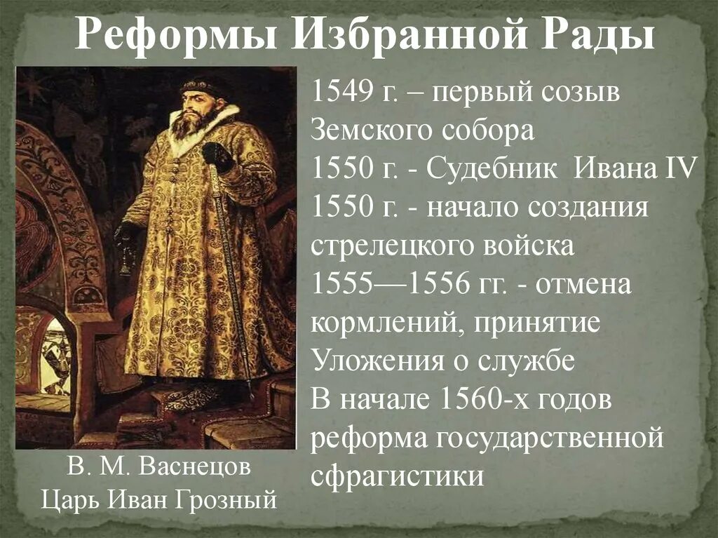 Реформы Ивана Грозного 1547-1560. Реформы Ивана Грозного 1549 – 1560 гг..