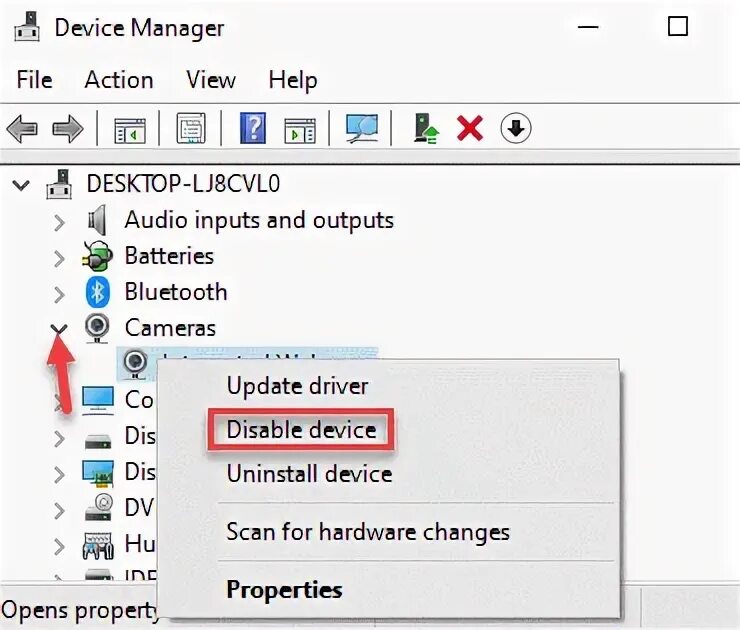 Device Manager Camera.