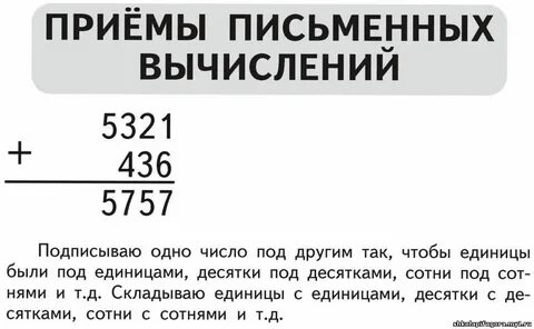 Вычисления многозначных чисел 4 класс