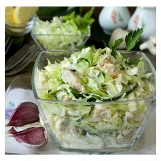 Салат с копченой курицей капустой огурцом