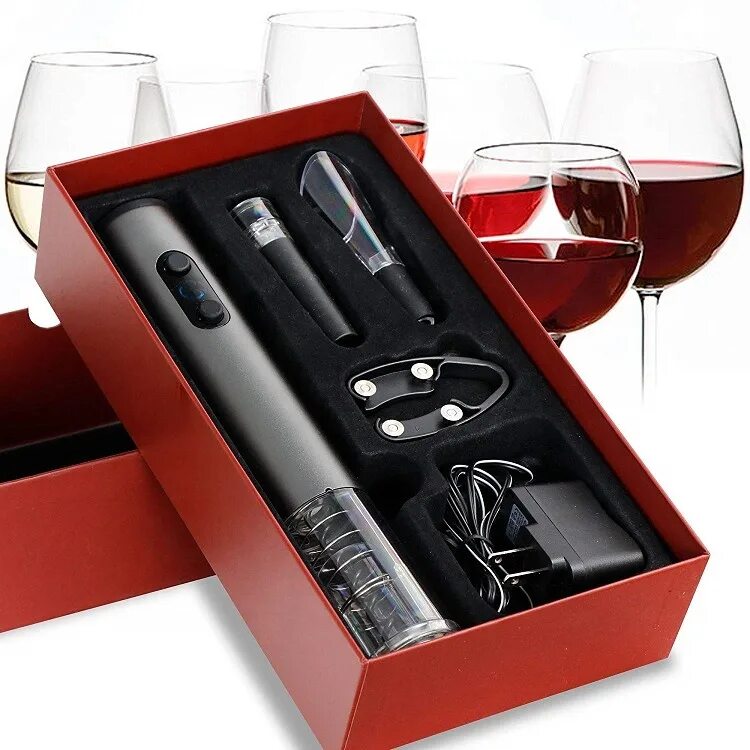 Wine opener gift set. Штопор электрический для вина homeberg HG-17c. Набор для вина Электроштопор. Электроштопор Xiaomi Huo Huo Electric Wine Opener | hu0122. Винные наборы подарочные.