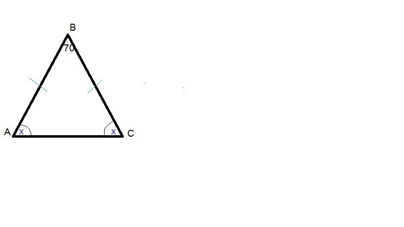 Пусть a b c углы треугольника. Равнобедренный треугольник АВС угол а равен 70 градусов. Треугольник АВС угол b 70 градусов. Треугольник АВС равнобедренный угол б равен 70 градусов. В треугольнике ABC угол и равен 70 градусов.