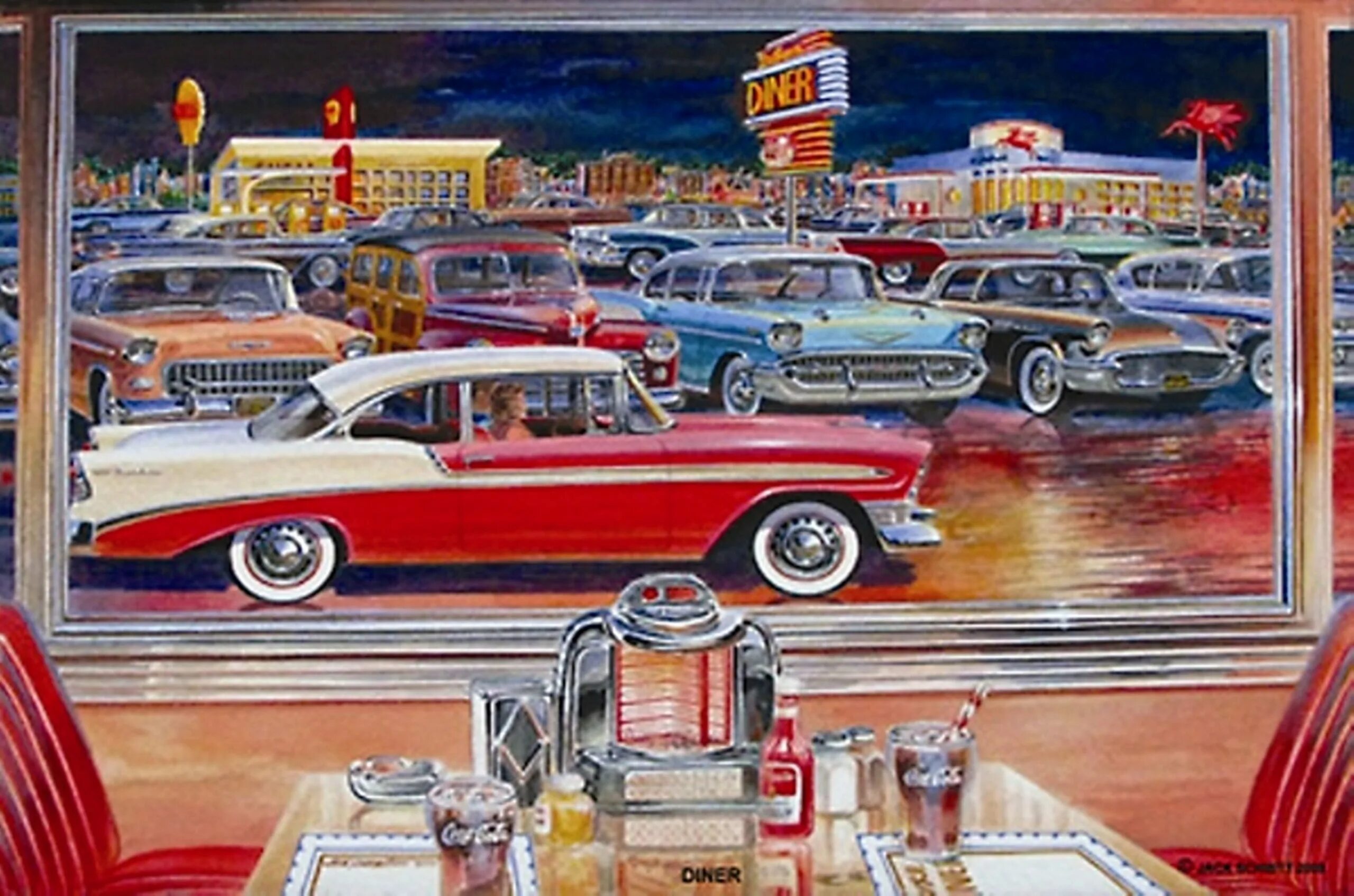 Has 50 s. Ретро картины Америка 50е. 50s Diner. Автомобиль в стиле 60-х годов. Ретро машины американские.