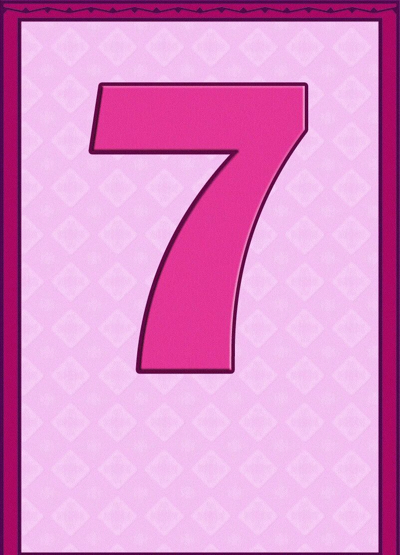 Розовая цифра 7. Цифры (карточки). Карточки с цифрами красивые. Карточки с цифрами для детей. Цифры от 1 до 10.