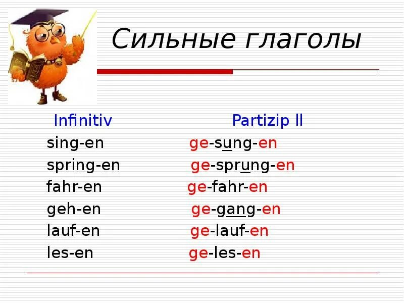 Сильные глаголы. Сильные глаголы в инфинитив и партицип 2. Спряжение глаголов в Partizip 2. Спряжение глагола brauchen в немецком.