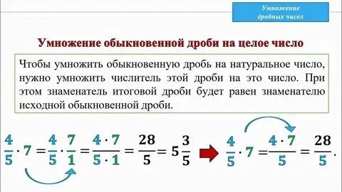 Умножение правильных дробей