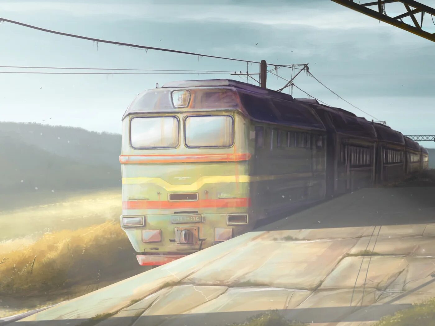Включи станцию на утро. Поезд арт. Красивый поезд. Пейзаж с поездом.