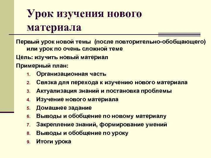 Конспект урока изучение нового материала. Урок изучения нового материала. Этапы урока изучения нового материала. Структура урока изучения нового материала. План урока изучения нового материала.