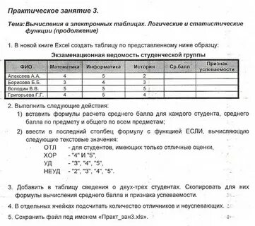 Ученик получил следующую таблицу