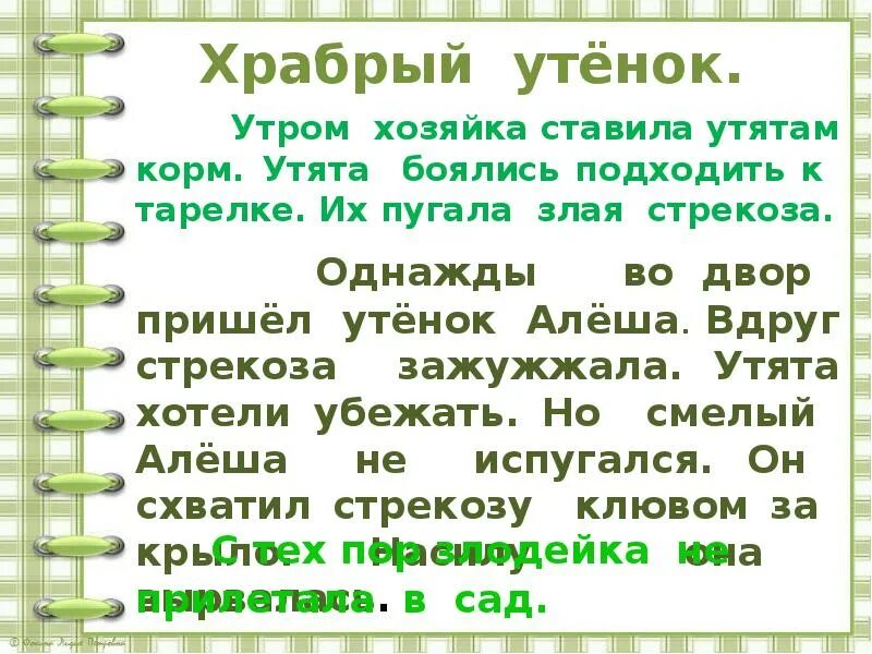 Поутру предложение. Утром хозяйка ставила корм утятам утята. Изложение Храбрый утенок. Хозяйка ставила утятам корм. Изложение про утëнка.