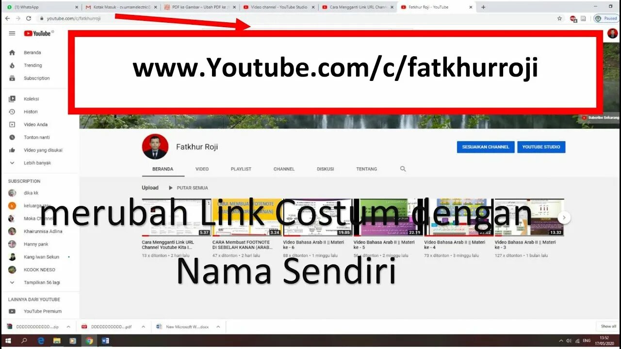 Name youtube url name