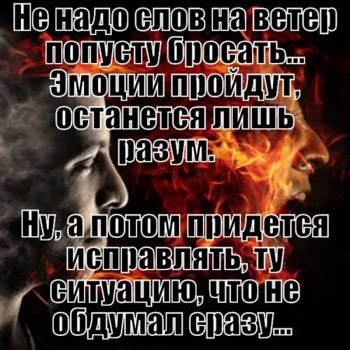 Ни делай ничего на эмоциях. Эмоции пройдут останется лишь разум. Эмоции пройдут а последствия останутся. Не оставляет последствий. Эмоции проходят а последствия остаются.