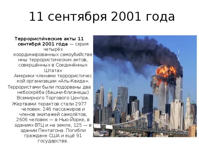 Теракты 11 сентября 2001 года. Террористический акт в США башни Близнецы. Сколько умерло людей во время теракта