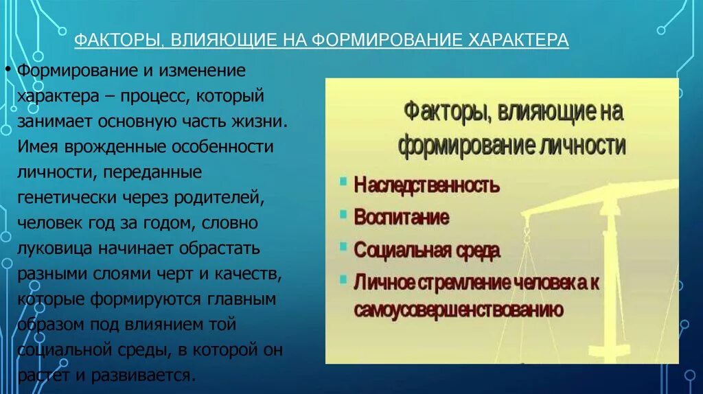 Основные факторы влияющие на формирование