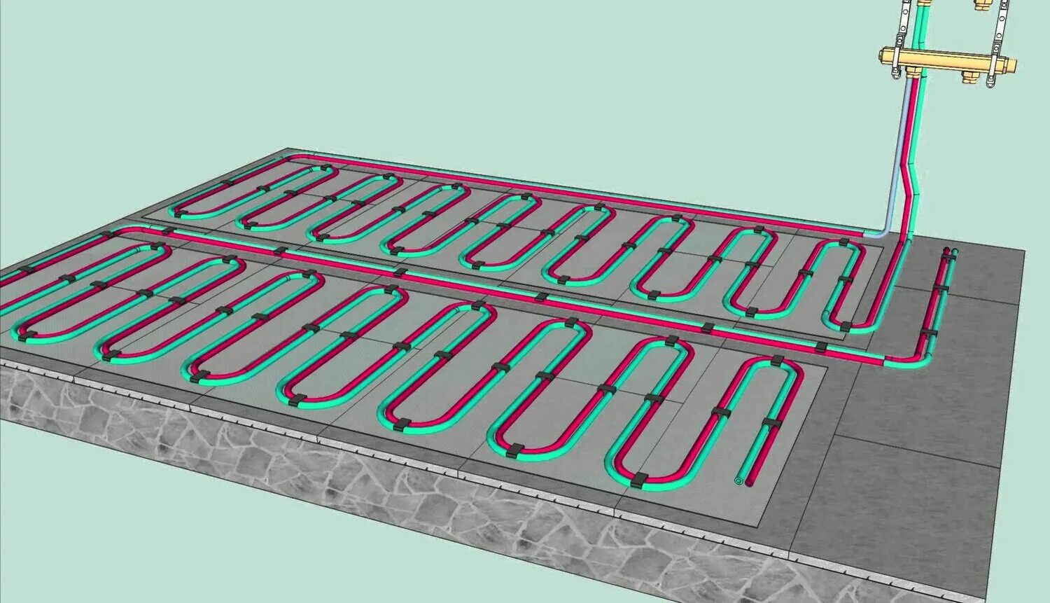 Система тёплый пол водяной. Система отопления пола. Устройство системы теплого пола водяного. Отопление с водяным контуром теплого пола.
