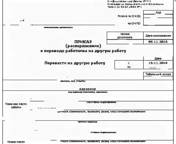 Приказ формы т 5 образец