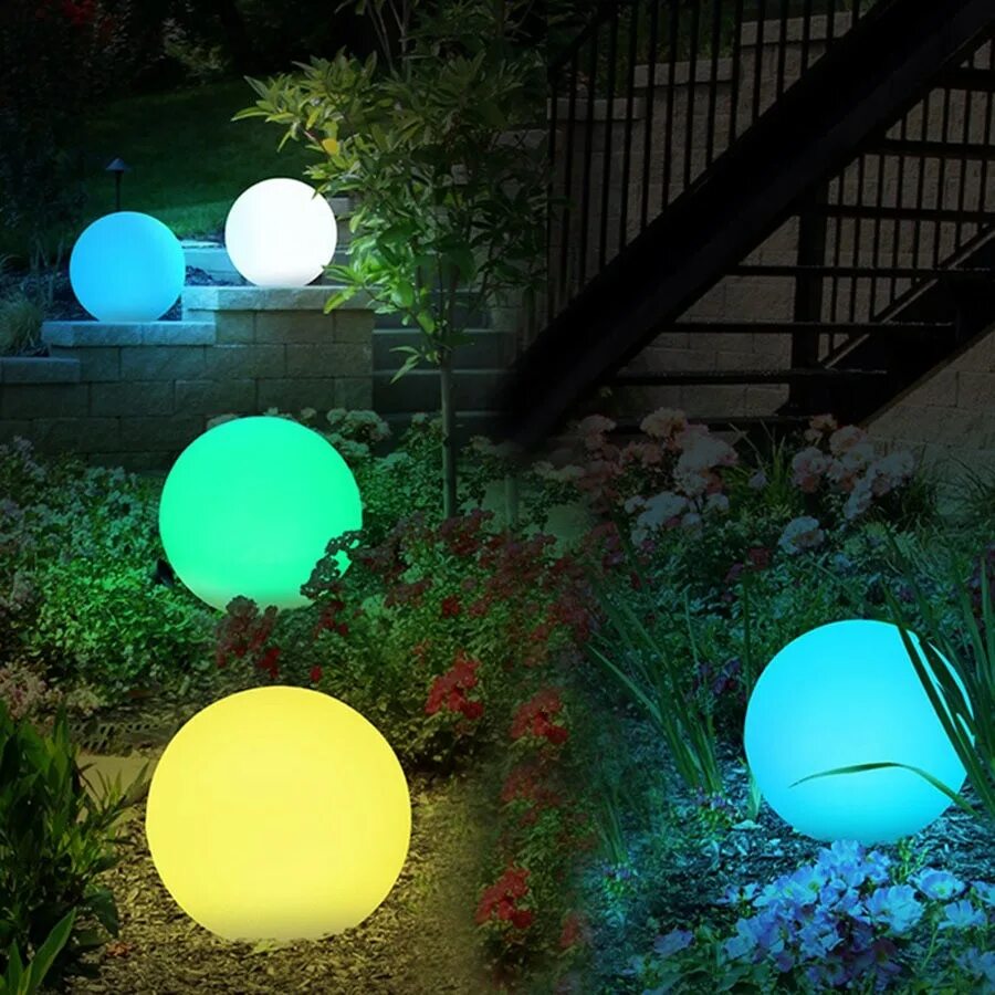 Светильник шар РГБ. Светильники шары уличные. Светодиодные шары для сада. Светящиеся шары для сада.