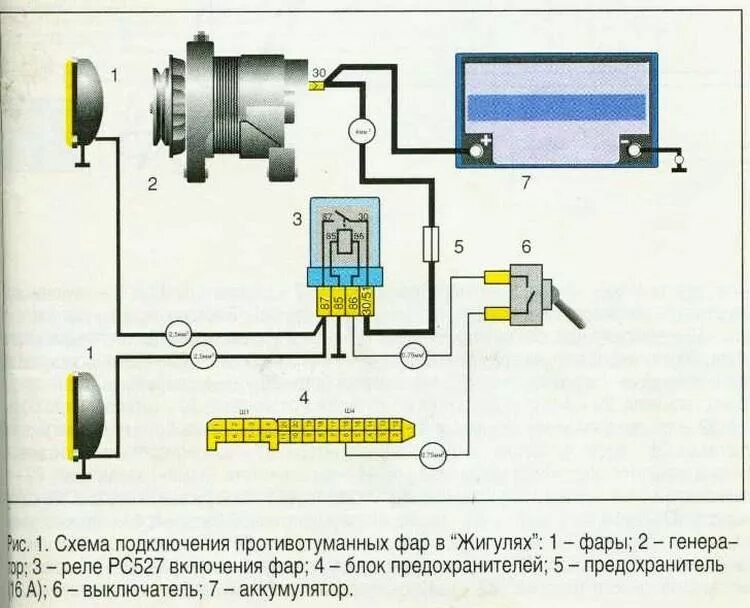 Подключить реле птф. Схема проводки Ока 11113. Схема включения генератора Ока. Схема подключения противотуманок через реле ВАЗ. Схема подключения противотуманных фар через реле и Генератор.