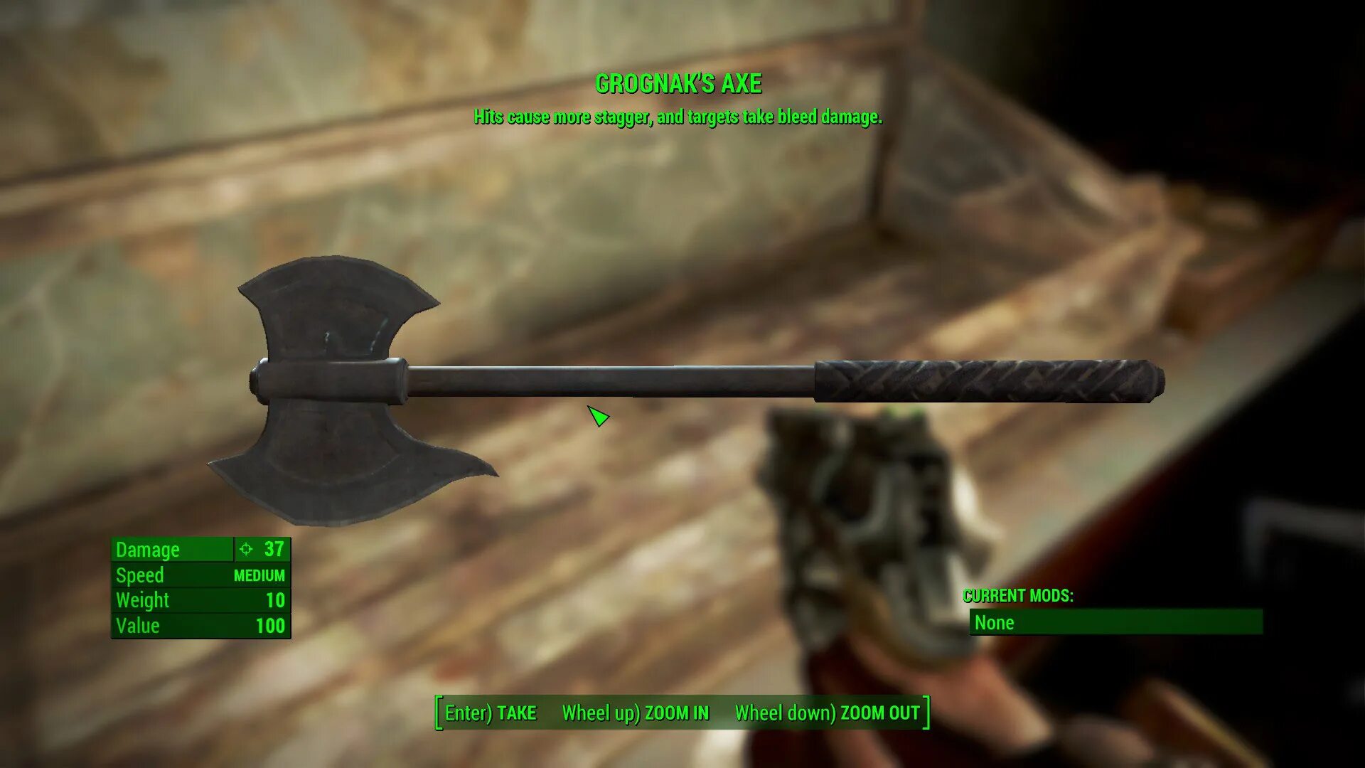 Hit causes. Fallout 4 Melee Weapon. Топор Грогнака. Топор фоллаут. Грогнак варвар Fallout 4.