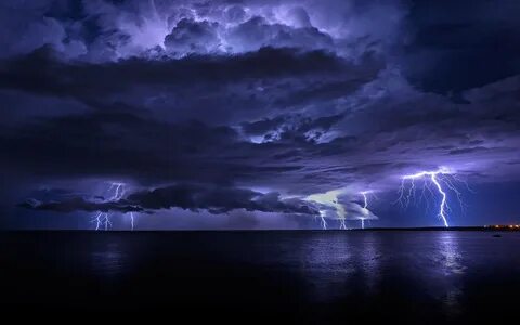 Download Wallpaper night, sky, lightning, storm, atmosphere, Flash, thunder...