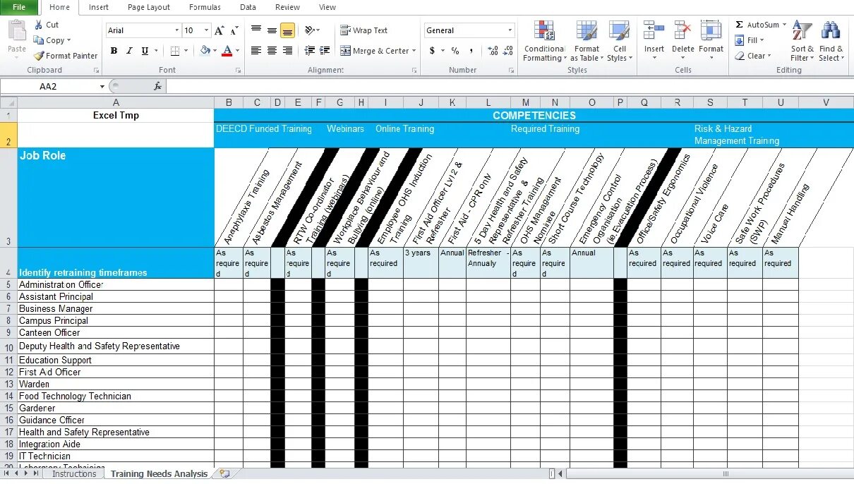 Шаблоны excel. Шаблон needs analysis. тренинг по excel. excel free. ie matrix excel.