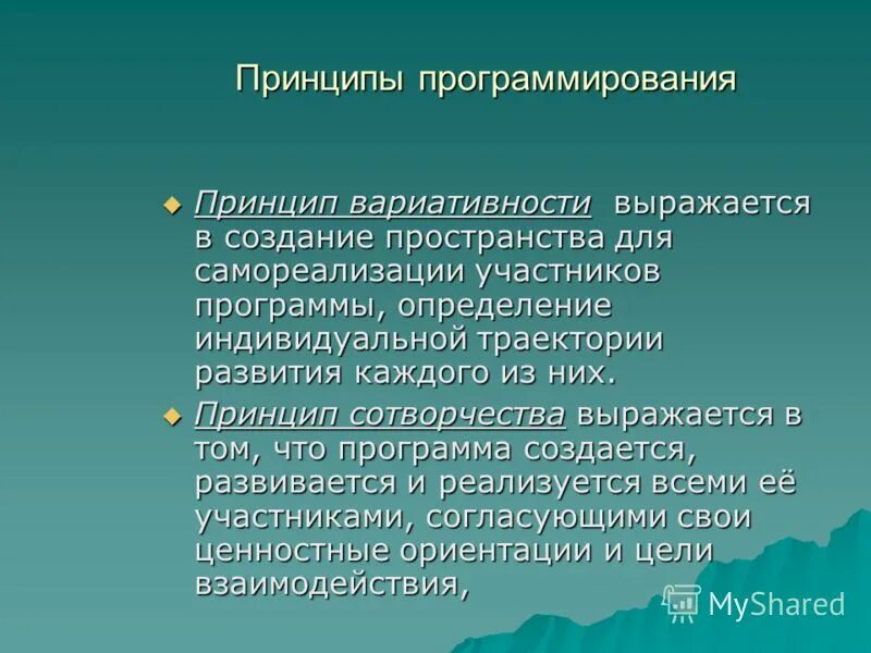 Принципы программирования. Принципы программирования