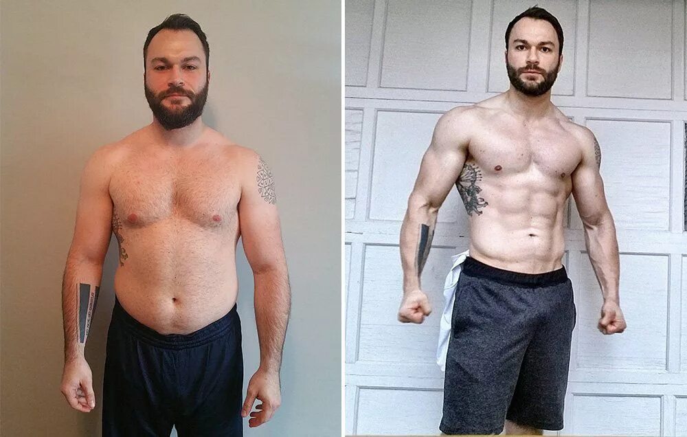 Похудение мужчины. Мужское похудение до и после. Примеры похудения мужчин.