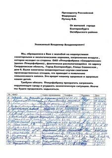 Письмо жителей петербурга