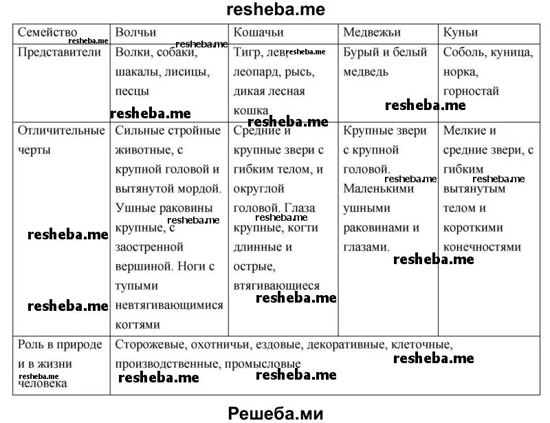 Насекомоядные характеристика таблица.