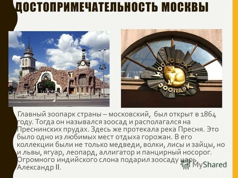 Достопримечательности Московского зоопарка. Московский зоопарк достопримечательности Москвы. Памятник в Московском зоопарке. Слайды достопримечательности Москвы зоопарк. Москва основная информация