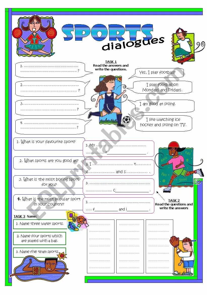 Sports dialogues. My favourite Sport Worksheets. Favourite Sport Worksheet. Sport Dialogue. Sport dialogues Elementary.