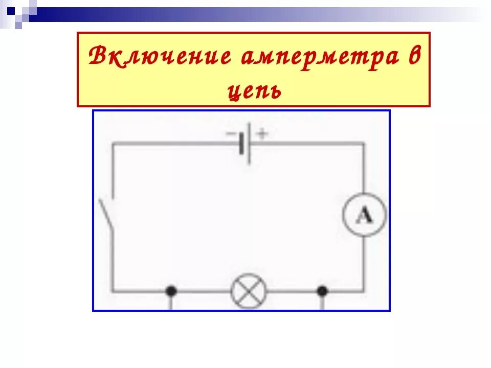 Как включается в цепь сила тока. Включение амперметра в электрическую цепь. Электрическая схема включения амперметра в электрическую цепь. Схема включения амперметра демонстрационного. Схема включения амперметра в цепь аккумулятора.