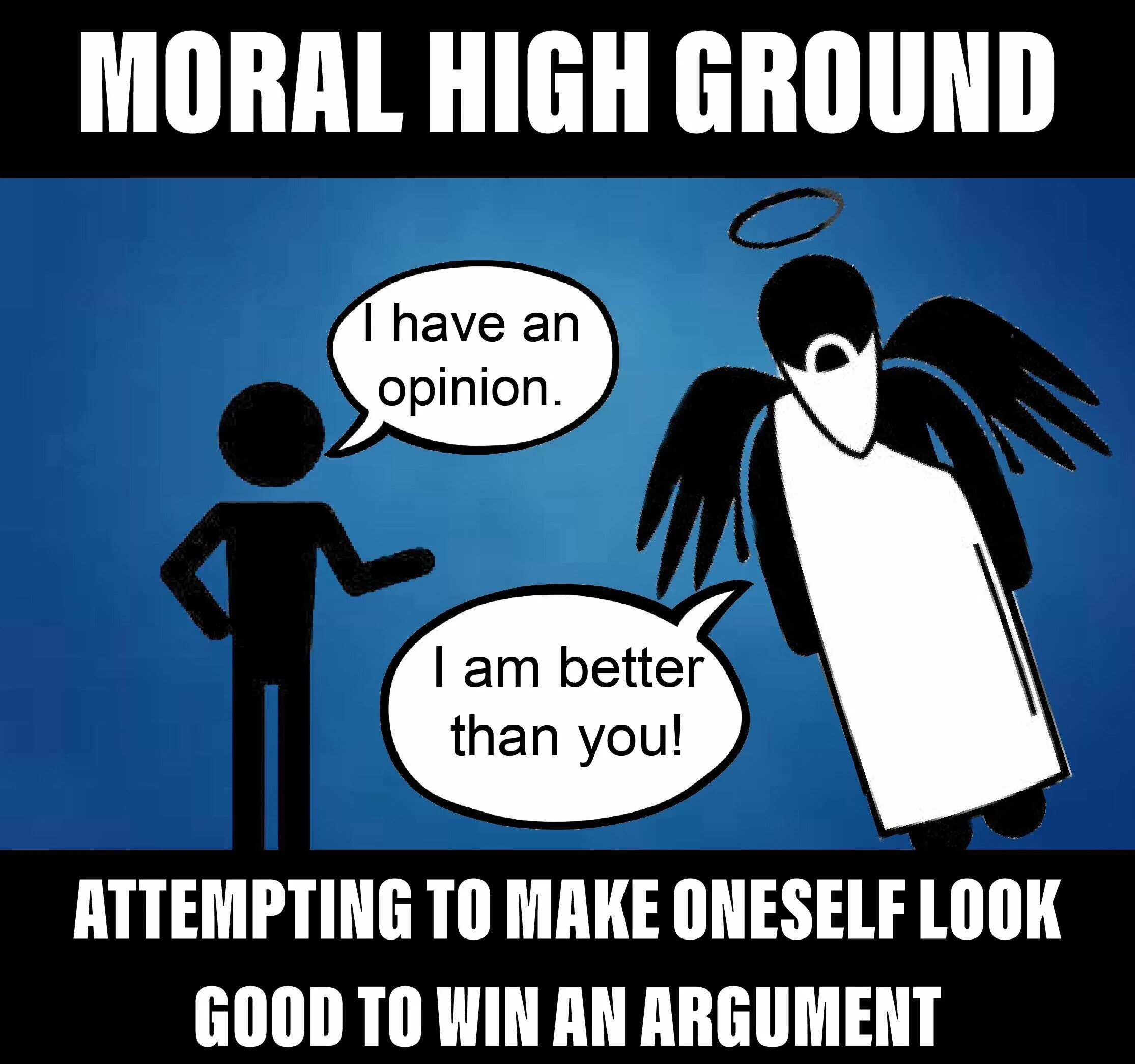 Logical fallacies. Types of fallacies. moral high ground. logic for dummies.